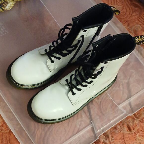 Dr. Martens Shoes - Dr. Martens White Leather Boots